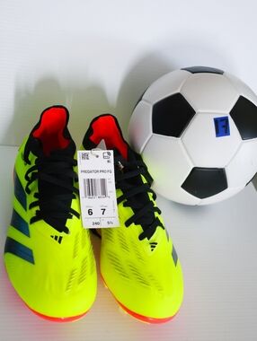 adidas  Predator Pro FG Soccer Cleats - Neon Yellow/Black/Red Size 6